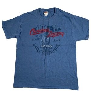 Harley Davidson Cherohala Skyway North Carolina Men’s T Shirt Size Large Blue